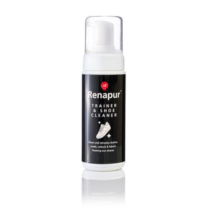 Renapur Trainer and Shoe Cleaner bottle showing natural everyday footwear cleaning formula.