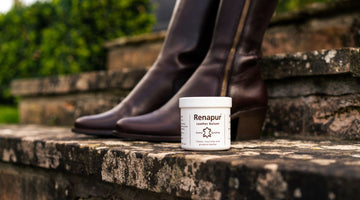 A pair of Fairfax & Favor leather boots cleaned and conditioned with Renapur Leather Balsam