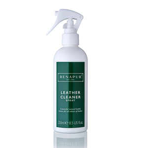 Renapur Leather Cleaner Spray bottle showing natural, ready-to-use leather cleaning formula.