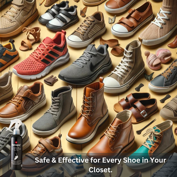 Renapur Odour Eliminator can be used on children’s and adult's shoes to keep them fresh and odour-free.