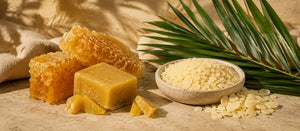 Beeswax and carnauba wax shown as ingredients used to help protect leather